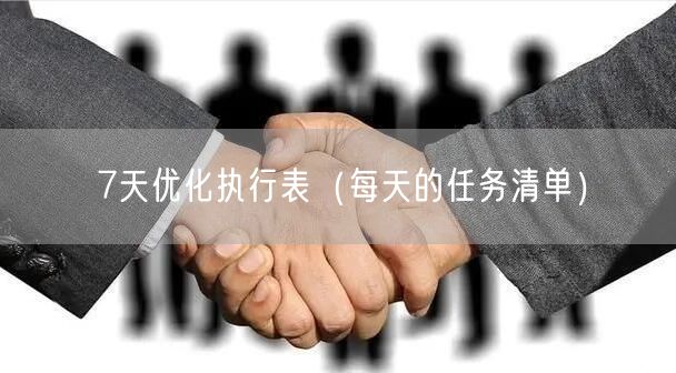 7天优化执行表（每天的任务清单）