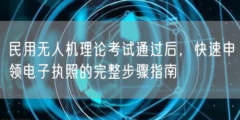 民用无人机理论考试通过后，快速申领电子执照的完整步骤指南