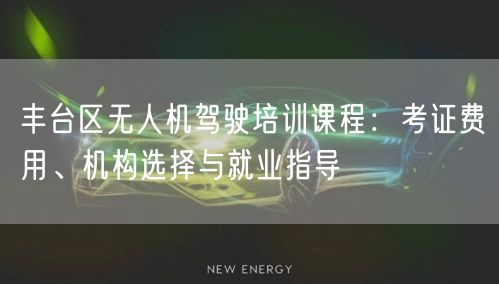 丰台区无人机驾驶培训课程：考证费用、机构选择与就业指导