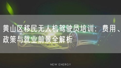 黄山区移民无人机驾驶员培训：费用、政策与就业前景全解析