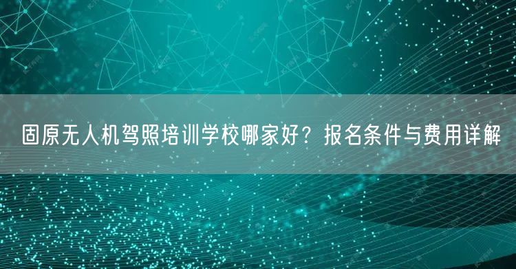 固原无人机驾照培训学校哪家好？报名条件与费用详解