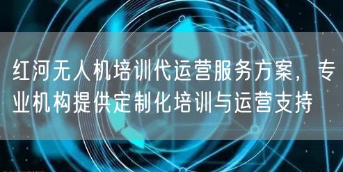 红河无人机培训代运营服务方案,专业机构提供定制化培训与运营支持