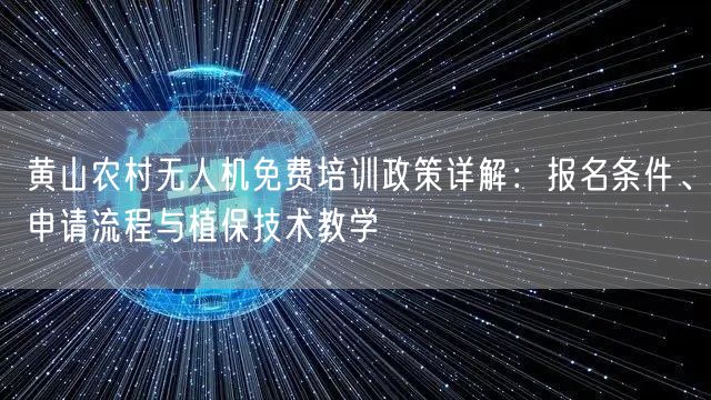 黄山农村无人机免费培训政策详解：报名条件、申请流程与植保技术教学