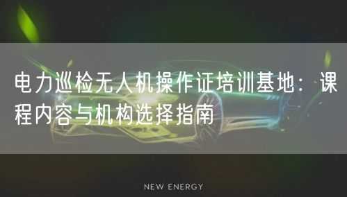 电力巡检无人机操作证培训基地：课程内容与机构选择指南