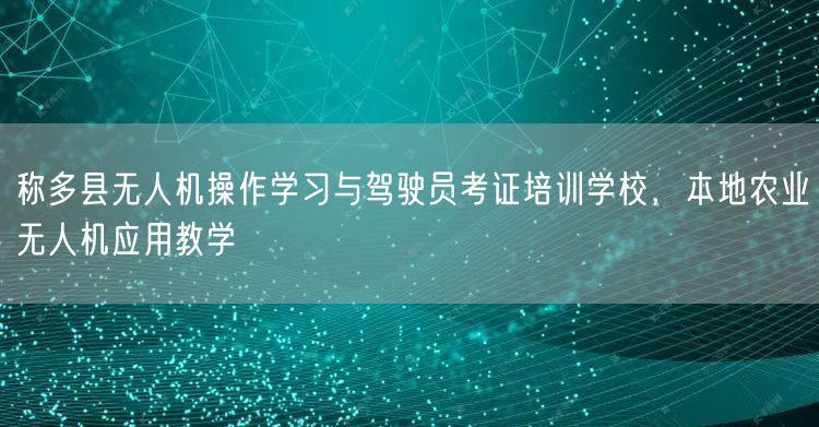 称多县无人机操作学习与驾驶员考证培训学校，本地农业无人机应用教学