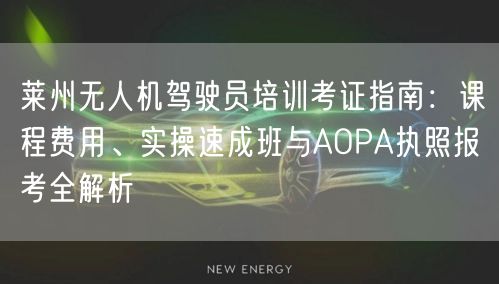 莱州无人机驾驶员培训考证指南:课程费用、实操速成班与AOPA执照报考全解析