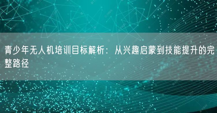 青少年无人机培训目标解析：从兴趣启蒙到技能提升的完整路径