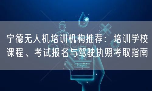 宁德无人机培训机构推荐：培训学校课程、考试报名与驾驶执照考取指南