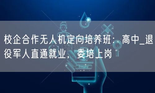 校企合作无人机定向培养班:高中_退役军人直通就业,委培上岗 校企合作无人机定向培养班:高中_退役军人直通就业,委培上岗