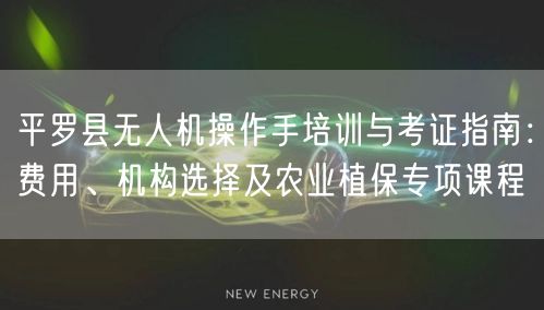 平罗县无人机操作手培训与考证指南：费用、机构选择及农业植保专项课程
