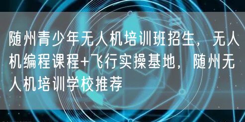 随州青少年无人机培训班招生，无人机编程课程+飞行实操基地，随州无人机培训学校推荐