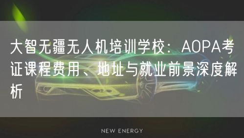 大智无疆无人机培训学校：AOPA考证课程费用、地址与就业前景深度解析