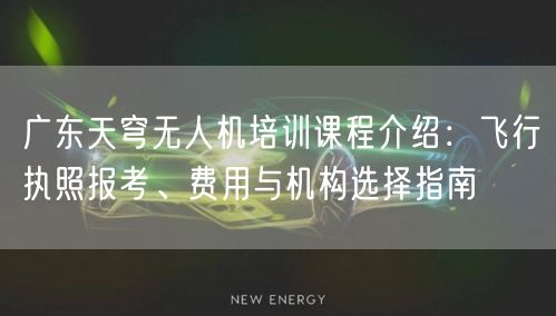 广东天穹无人机培训课程介绍：飞行执照报考、费用与机构选择指南