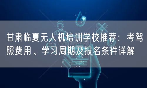 甘肃临夏无人机培训学校推荐:考驾照费用、学习周期及报名条件详解
