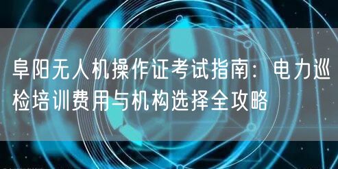 阜阳无人机操作证考试指南:电力巡检培训费用与机构选择全攻略