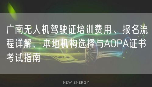 广南无人机驾驶证培训费用、报名流程详解，本地机构选择与AOPA证书考试指南