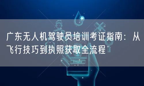 广东无人机驾驶员培训考证指南：从飞行技巧到执照获取全流程
