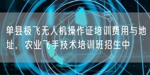 单县极飞无人机操作证培训费用与地址，农业飞手技术培训班招生中