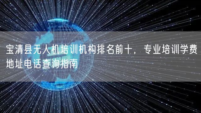 宝清县无人机培训机构排名前十，专业培训学费地址电话查询指南