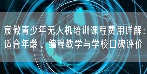 宸傲青少年无人机培训课程费用详解:适合年龄、编程教学与学校口碑评价 宸傲青少年无人机培训课程费用详解:适合年龄、编程教学与学校口碑评价