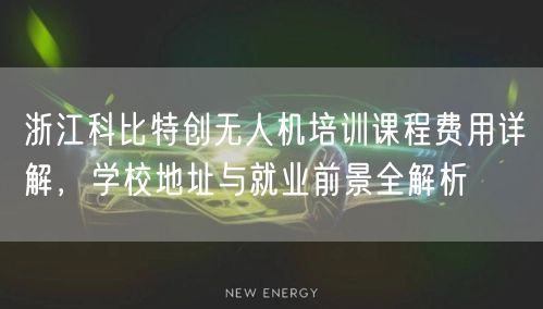 浙江科比特创无人机培训课程费用详解，学校地址与就业前景全解析