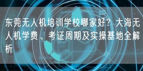 东莞无人机培训学校哪家好?大海无人机学费、考证周期及实操基地全解析 东莞无人机培训学校哪家好?大海无人机学费、考证周期及实操基地全解析