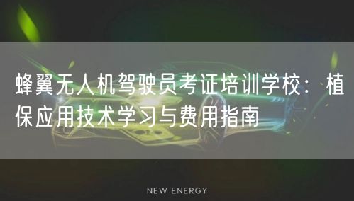 蜂翼无人机驾驶员考证培训学校:植保应用技术学习与费用指南
