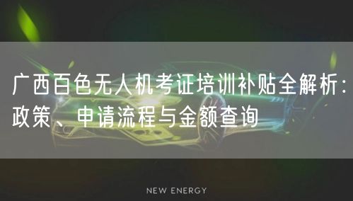 广西百色无人机考证培训补贴全解析：政策、申请流程与金额查询