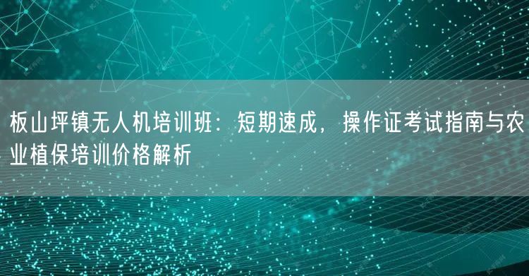 板山坪镇无人机培训班：短期速成，操作证考试指南与农业植保培训价格解析