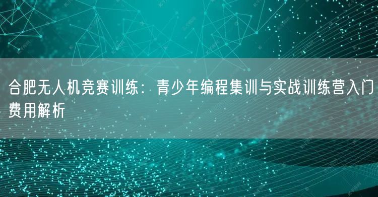 合肥无人机竞赛训练:青少年编程集训与实战训练营入门费用解析