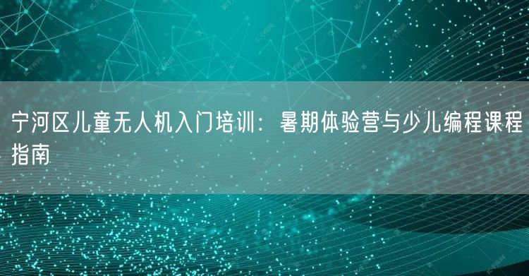 宁河区儿童无人机入门培训:暑期体验营与少儿编程课程指南 宁河区儿童无人机入门培训:暑期体验营与少儿编程课程指南