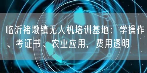临沂褚墩镇无人机培训基地:学操作、考证书、农业应用,费用透明