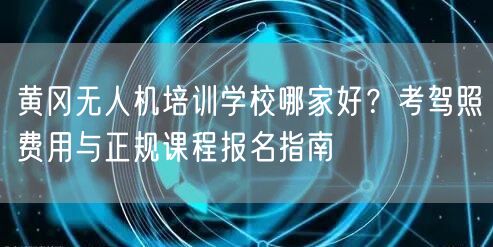 黄冈无人机培训学校哪家好?考驾照费用与正规课程报名指南