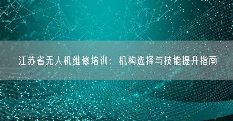 江苏省无人机维修培训:机构选择与技能提升指南