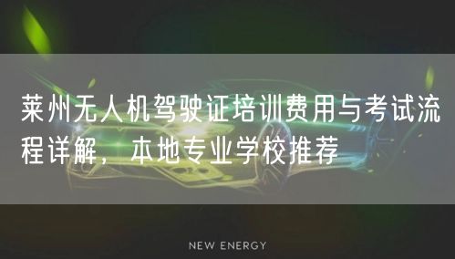 莱州无人机驾驶证培训费用与考试流程详解，本地专业学校推荐