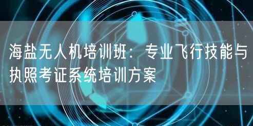 海盐无人机培训班：专业飞行技能与执照考证系统培训方案