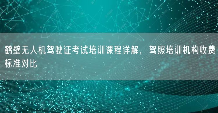 鹤壁无人机驾驶证考试培训课程详解，驾照培训机构收费标准对比
