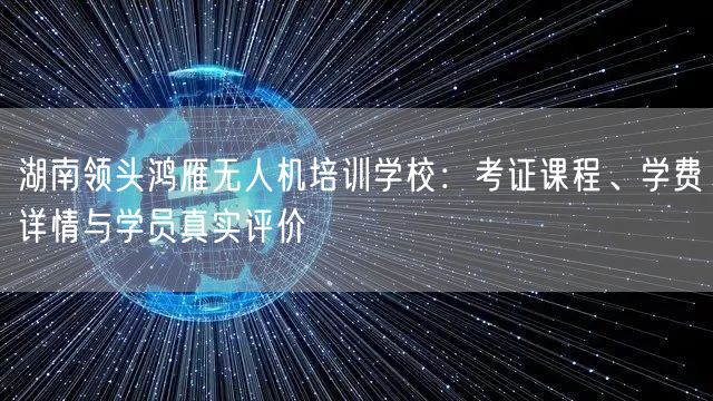 湖南领头鸿雁无人机培训学校:考证课程、学费详情与学员真实评价