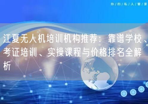 江夏无人机培训机构推荐:靠谱学校、考证培训、实操课程与价格排名全解析