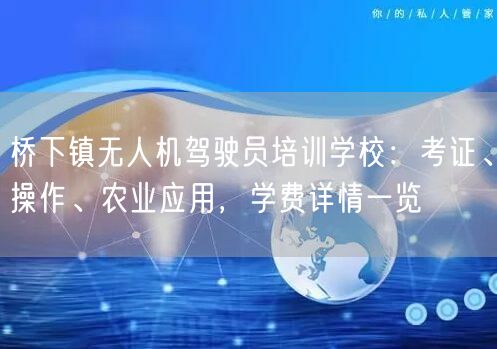 桥下镇无人机驾驶员培训学校：考证、操作、农业应用，学费详情一览