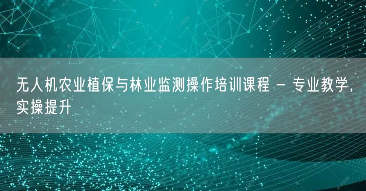 无人机农业植保与林业监测操作培训课程 - 专业教学,实操提升 无人机农业植保与林业监测操作培训课程 - 专业教学,实操提升