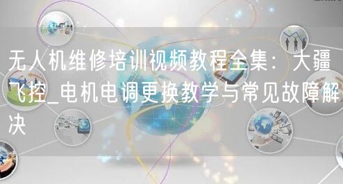 无人机维修培训视频教程全集:大疆飞控_电机电调更换教学与常见故障解决 无人机维修培训视频教程全集:大疆飞控_电机电调更换教学与常见故障解决