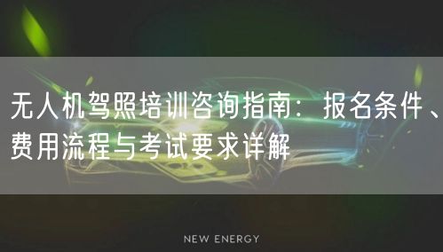 无人机驾照培训咨询指南：报名条件、费用流程与考试要求详解