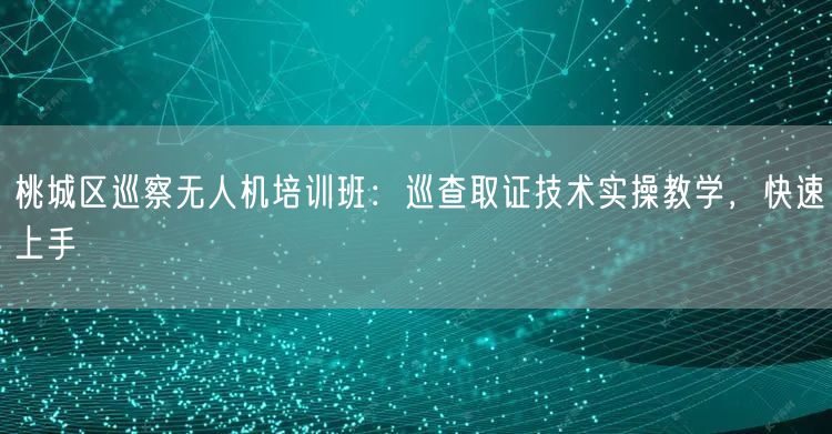 桃城区巡察无人机培训班:巡查取证技术实操教学,快速上手 桃城区巡察无人机培训班:巡查取证技术实操教学,快速上手