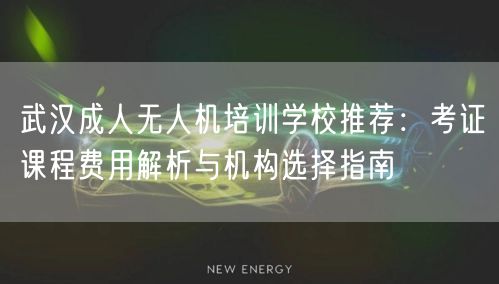 武汉成人无人机培训学校推荐：考证课程费用解析与机构选择指南